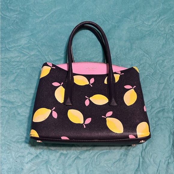 Kate Spade Margaux Medium Satchel Bag Blue Lemon Zest...